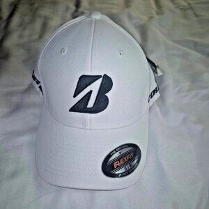 Bridgestone Golf Hat White Flexfit S/M Logo Cap New (NWT)
